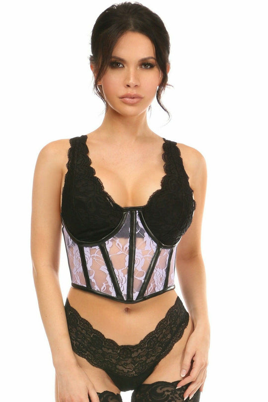 Mesh And Lace Bustier Purple Mesh And Black Lace Bustier Purple And Black Bustier Mesh And Lace Lingerie